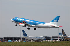 A BMI Airbus 320 at Schipol airport