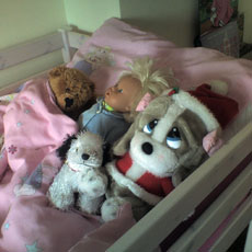 Teddy's, on a bed, girls bedroom