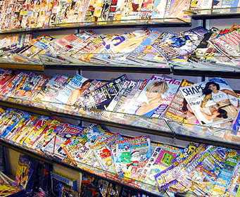 Mens magazines in a shop